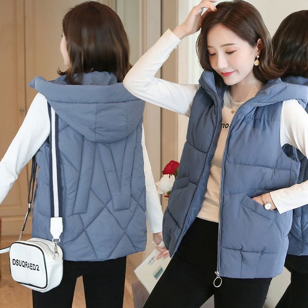 

female han edition cultivate morality short thickening big yards of cotton vest hooded waistcoat ma3 jia3 female, Black;white
