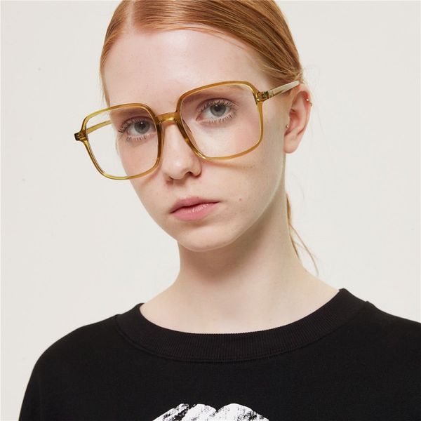 

women glasses retro frame big frames clear vintage ac lens festival oversized frame anti-blue light square flat mirror, White;black