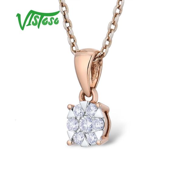 

vistoso золото подвески для женщин аутентичные 14k 585 розовое золото игристых круглый бриллиант простой элегантный обручальное кольцо изящн, Silver