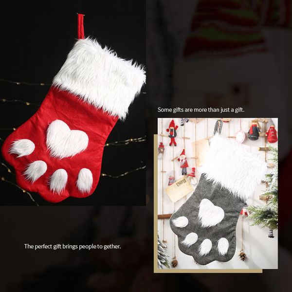 

1pc christmas gift bag pet cat stocking socks xmas tree ornaments sep99