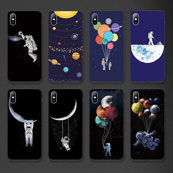 

portachiaviÂ diÂ lusso cartoon astronaut phone case for iphone 7 6 6s 8 plus xs max tpu silicon cases for iphone x xr 5 5s se moon stars cover