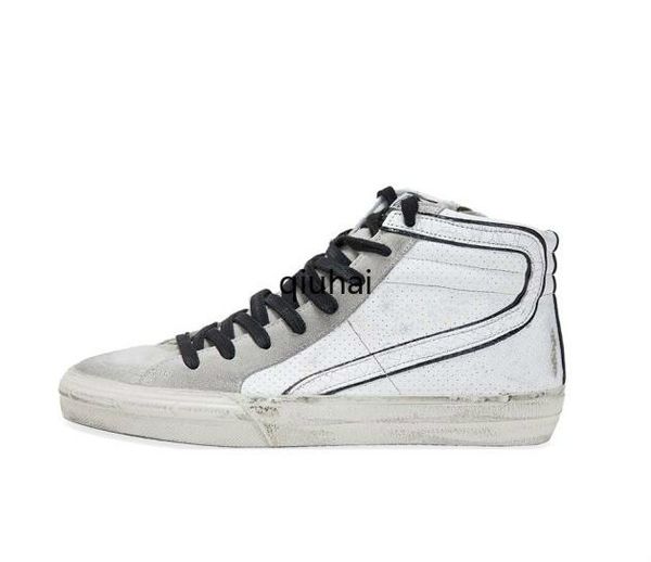 

superstar mid star hight sneakers boots genuine leather men and women white classic retro do-old dirty sport casual shoes, Black