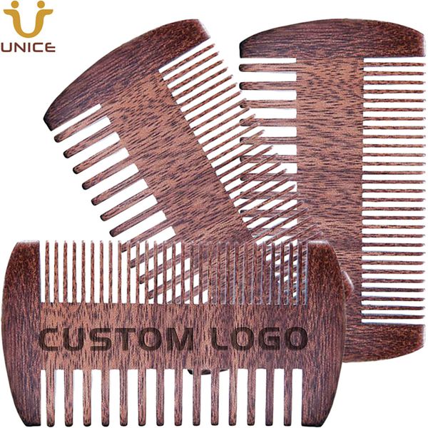 

moq 100 pcs oem customized logo dual sided men's hair combs amazon supplier natural amoora red wood beard comb, Silver