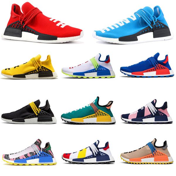 

wholesale 2020 pharrell williams human race races tennis men running shoes woman sample yellow bbc black nerd black designer sneakers 36-47, White;red