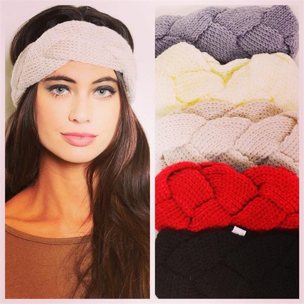 Free Dhl Ins Bohemia Woman Elastic Knitted Headband Crochet Twist Headwear Turban Winter Ear Warmer Head Wrap Hair Accessories Hair Accessories For