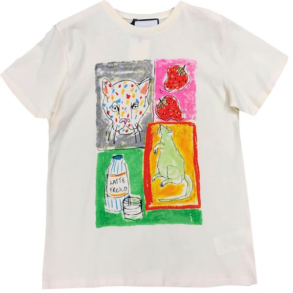 

мужская свободная футболка женская футболка круглый вырез лето с коротким рукавом дизайнерский бренд футболки животных печати xs- лето 2020, White;black