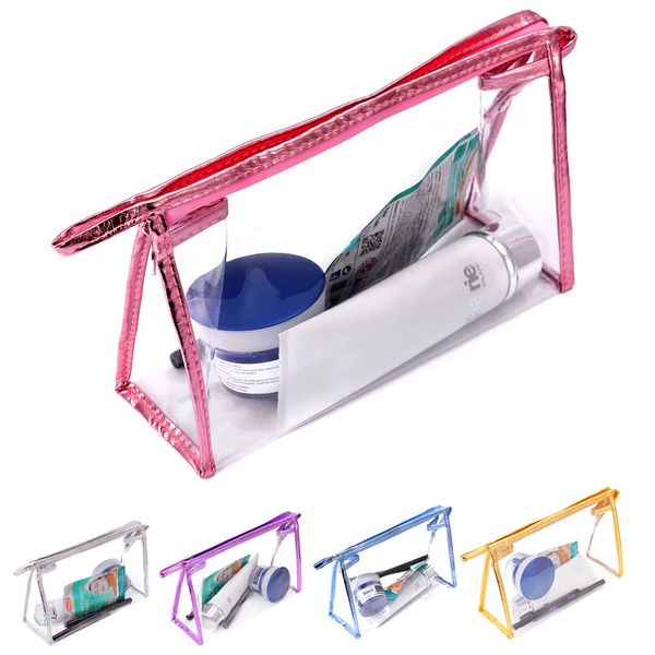 

Pvc waterproof tran parent make up bag travel co metic receive package bathroom bag toiletry zipper pouch torage tran parent
