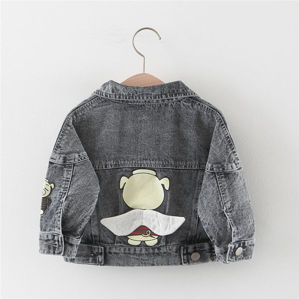 

воротник осени девочки с длинным рукавом нагрудные мультфильм денима джинсы мода куртка мальчиков вскользь пальто детей детская верхняя одеж, Blue;gray