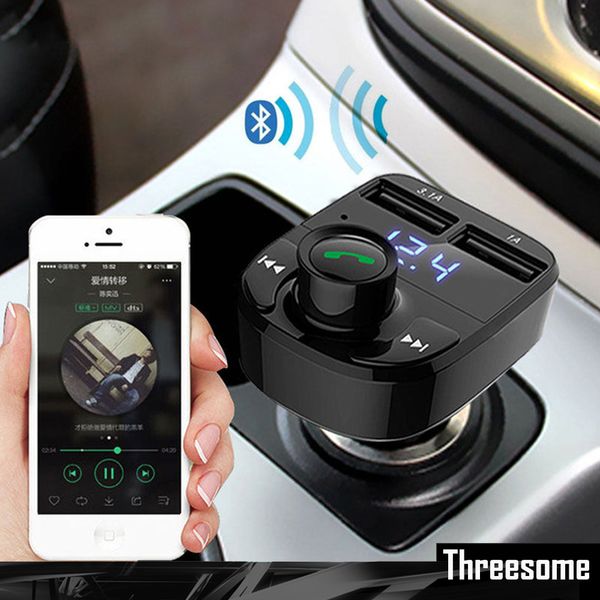 

aux bluetooth dual usb car charger car mp3 audio player bluetooth kit fm transmitter handsphone charger