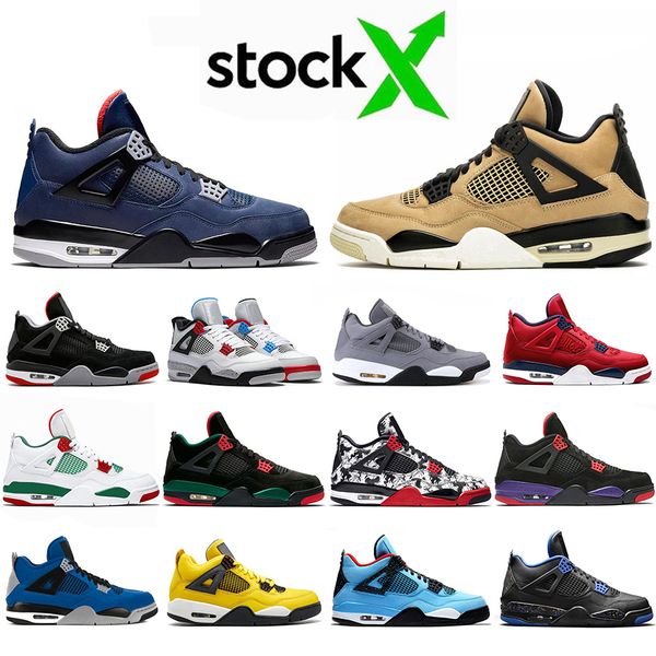 

discount loyal blue 4s men basketball shoes what the 4 bred travis scotts mushroom lightning fire red sports sneakers us 7-13