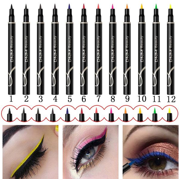 

dnm бренд красочные жидкая подводка для глаз pen make up liquid eye liner pencil долговечный водонепроницаемый красота инструмент подводка д