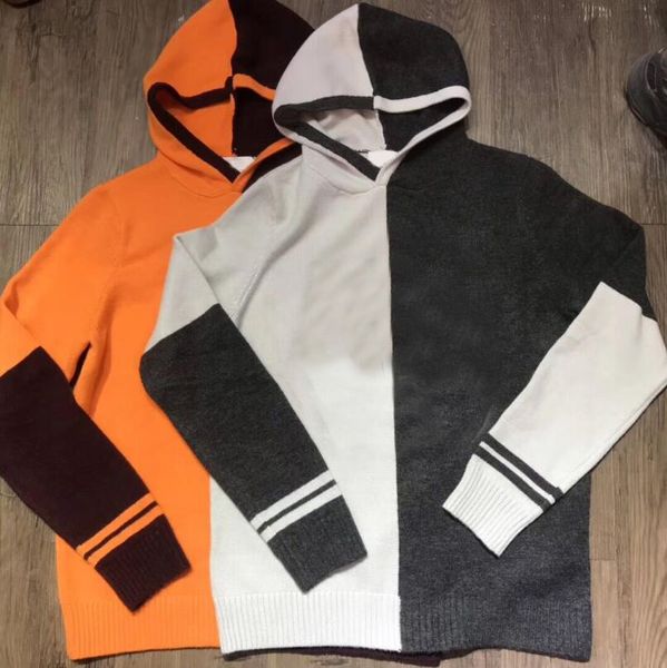 

новый бренд дизайнер балахон мужской модный бренд высокого класса люкс фуфайки европейский уличный хип-хоп шить свитер с капюшоном два цвета, Black