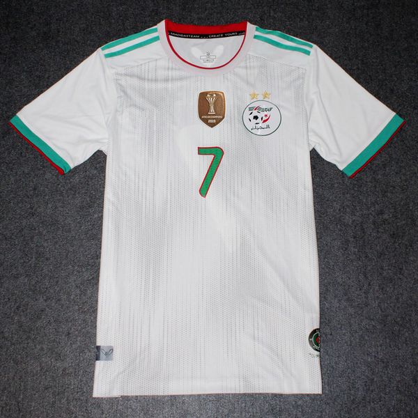 Acheter Champion Maillot 2 Etoiles New Algérie Soccer Jersey 2019 Domicile Extérieur Mahrez Bounedjah Feghouli Bennacer Atal Algérie Maillot De Foot