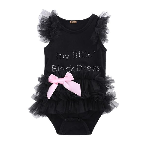 

cute kids newborn infantil baby girls embroidered little black dress fashion letter romper jumpsuit, Blue