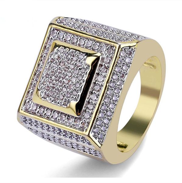 

Хип-Хоп Мужские Ювелирные Изделия Кольца Роскошный Дизайнер Мода Позолоченные Ice