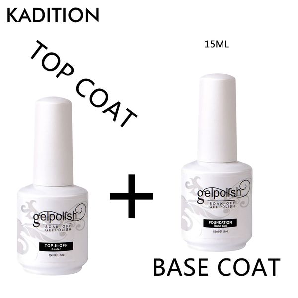 

kadition 2pcs base coat & coat set gel nail polish 15ml soak off uv led long lasting primer gel varnish nail art lacquer, Red;pink