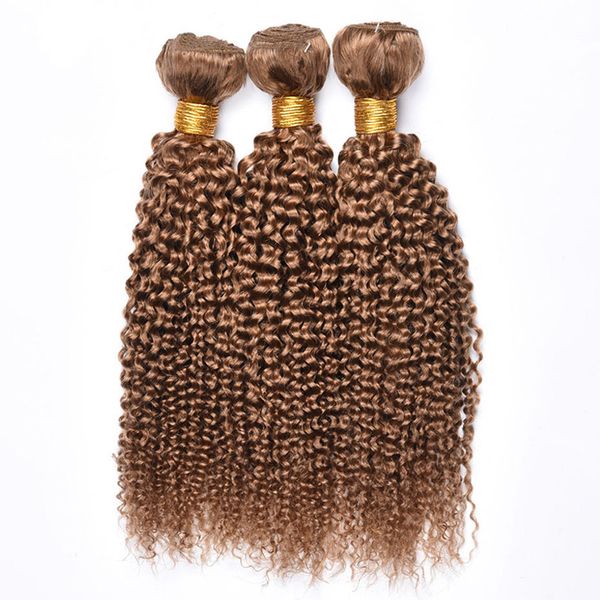 

3/4 bundles human hair extension 8a brazilian virgin kinky curly hair weave 100% unprocessed hair colored 27# honey blonde for black woman