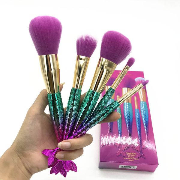 Dropshipping Marke Make-up Pinsel Sets Kosmetik Pinsel 5 Stück Kits helle Farben Meerjungfrau Make-up-Tools Pulver Kontur