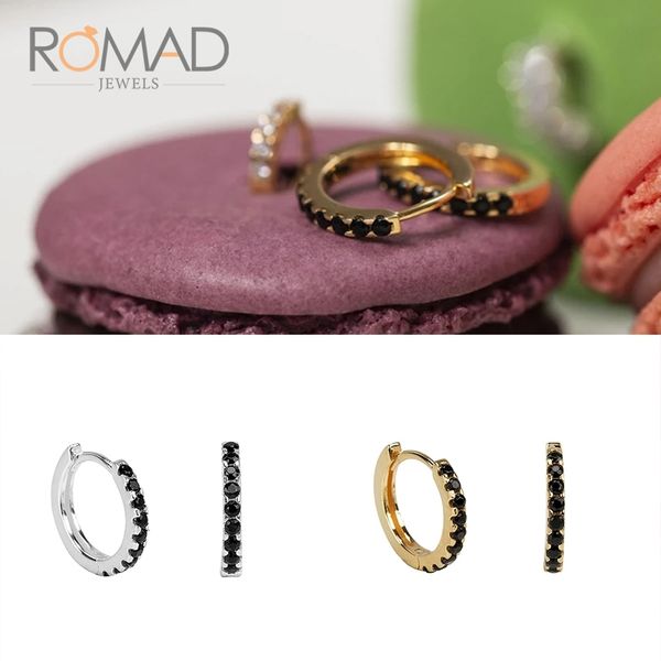 

romad fashion women round micro inlaid zircon personality trend earrings earrings jewelry 100% 925 sterling silver, Golden;silver