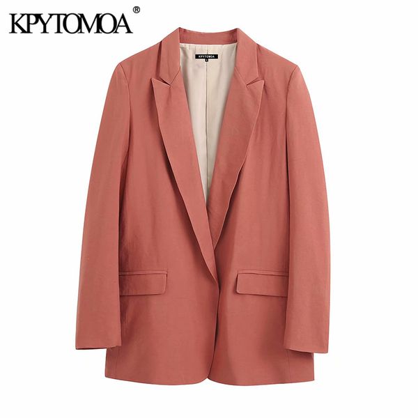 

kpytomoa women 2020 fashion office wear cozy blazer coat vintage notched collar long sleeve female outerwear chic, White;black