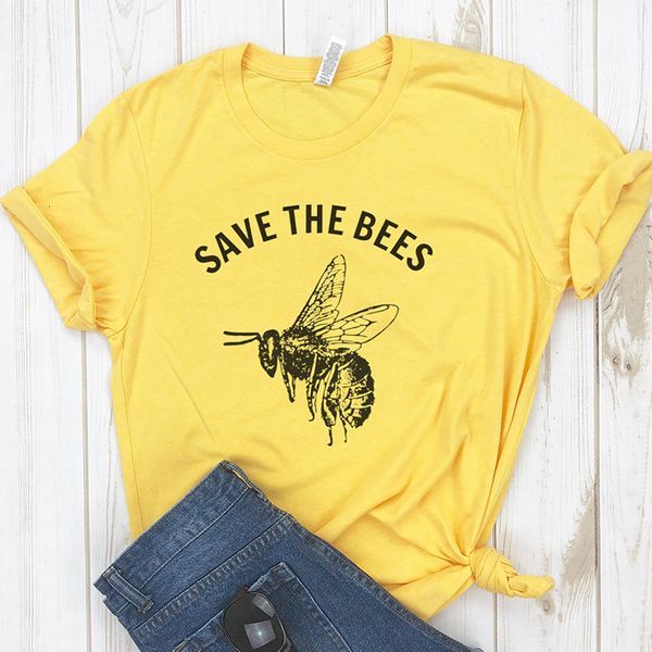 

womens designer tshirt womens save the bees shirt crewneck women save earth environmental kind tees vegan tshirt 3xl drop ship, White