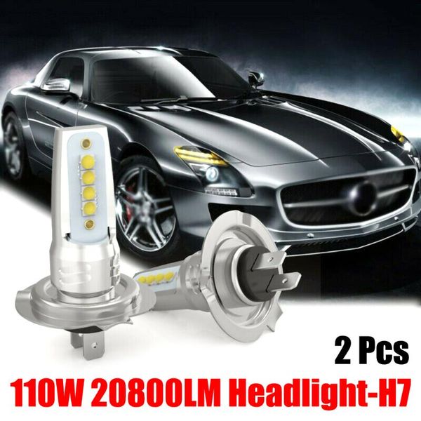 

2pcs auto headlamp fog light bulb h7 car led headlight bulbs conversion kit hi/lo beam 110w 6000k super bright