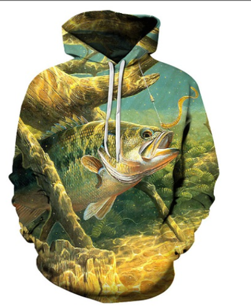 

новые моды горячие продажи рыбалка 3d печати толстовки fishman мода одежда женщины / мужчины забавный 3d hoodiest tracksutis вскользь пальто, Black