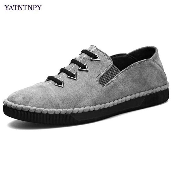 

yatntnpy new brand genuine cow suede leather shoes man casual shoes men flat oxford retro sneaker leather, Black