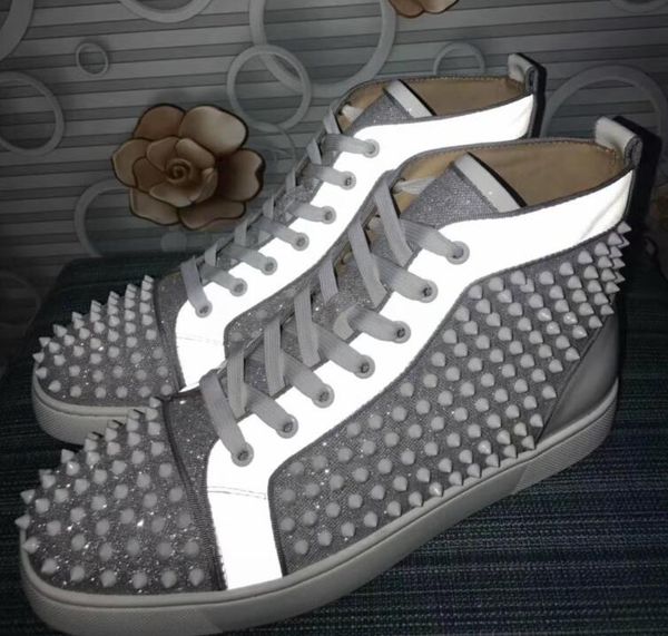 

luxury red bottom shoes spike designer shoes spike studded spikes flats shoes for men and women party lovers genuine leather sneakers, Black