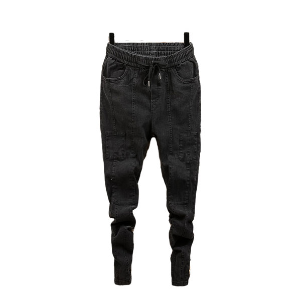 

whinos store новых мужские байкер ripped тощей длинные брюки отбеленного проблемные изношенная женская повседневная slim fit denim брюки кар, Black