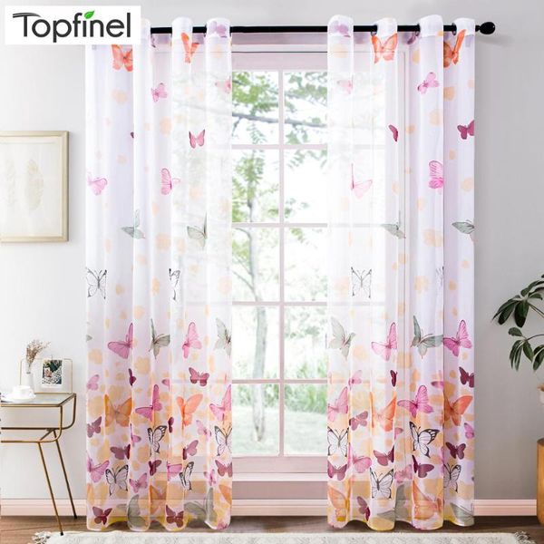 

inel colorful butterfly sheer curtains for living room bedroom voile tulles kitchen tulle window treatments panel drapes