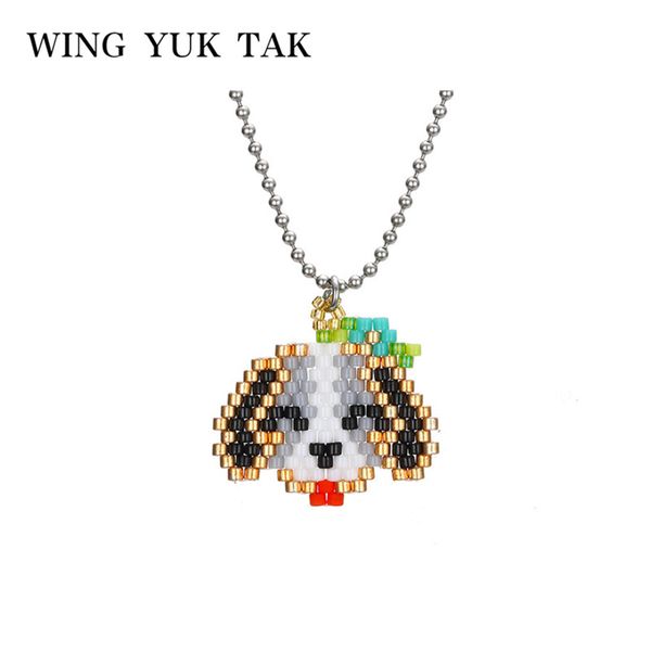 

wing yuk tak fashion colorful dog necklace for women bohemia jewelry handwork neads necklace pendant christmas gift accessories, Silver