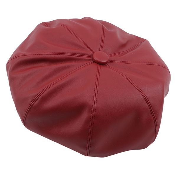 

gaoke pu leather octagonal cap newsboy cap retro literary female snapback cap leisure hat accessories, Blue;gray