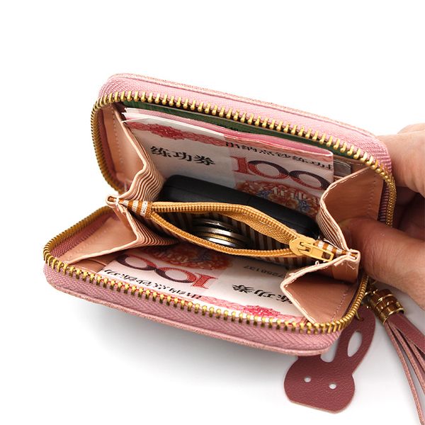 

2019 new fashion korean ladies wallet short love clutch bag wallet zipper girl purse card package, Red;black