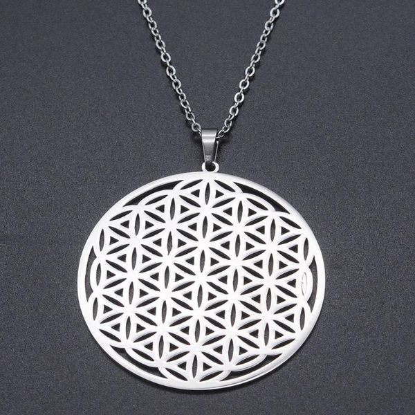 

pendant necklaces stainless steel the flower of life necklace for women drop dainty fashion jewelry, Silver