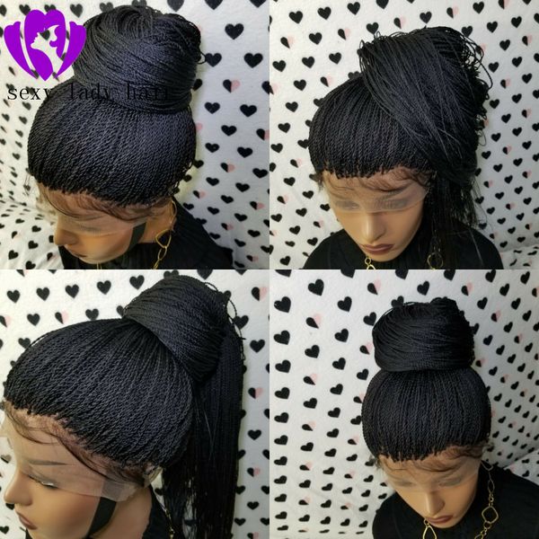 Parrucche frontali in pizzo intrecciato a torsione sintetica lunghe 30 pollici con parrucche intrecciate senegalesi per capelli da bambino per donne nere