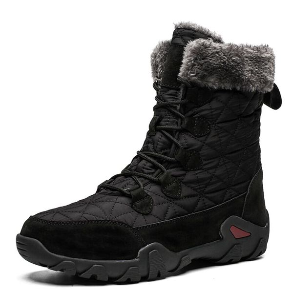 

new leather men boots winter shoes men waterproof snow boots with warm plush winter footwear male casual boot sneakers, Black