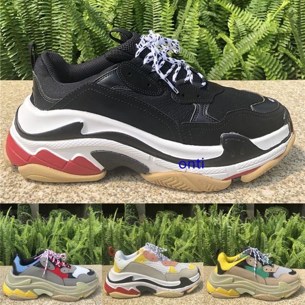 

sale luxury triple s sneakers black white red golden leather platform shoes paris designer shoes triple s men women casual chaussure