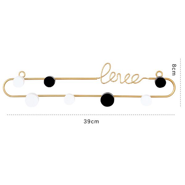 

1 piece creative letters wall-mounted hooks hangers metal wall black gold solid wood iron art hooks rails