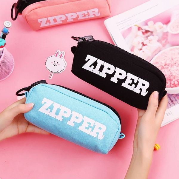 

zipper pen bag large capacity simple canvas pencil case pencil bag
