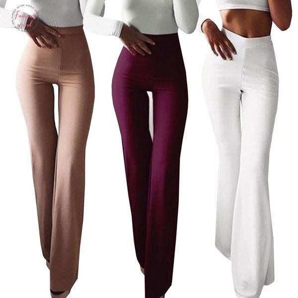 

fashion spring summer party mid waist slim fit solid palazzo bell bottom flare trousers wide leg stretchy pants, Black;white