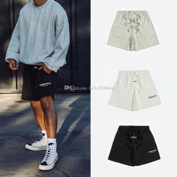 

double-line reflective embroidery logo shorts for mens womens high street bieber style ins drawstring loose knee length pants summer, White;black