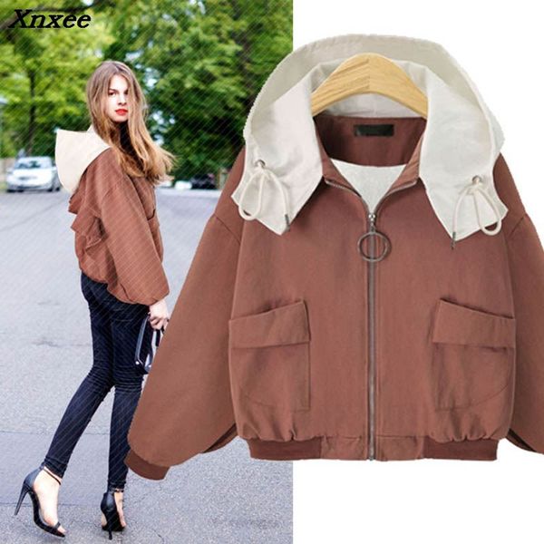 

winter female jacket women 2018 new women's hooded lambskin coat parka pocket plus size down jackets woman clothes coats xnxee, Tan;black