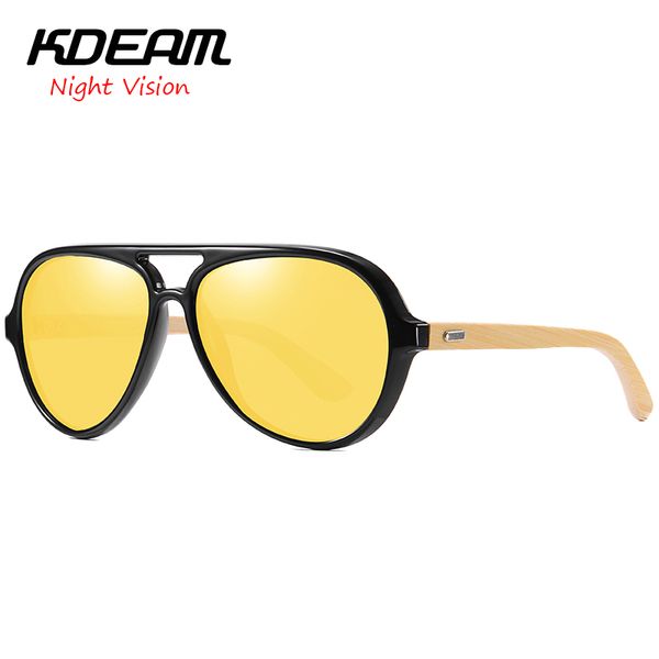 

night vision new pilot sunglasses bamboo men polarized sun glasses kdeam classical 9 colors women round uv400 glasses kd8804, White;black