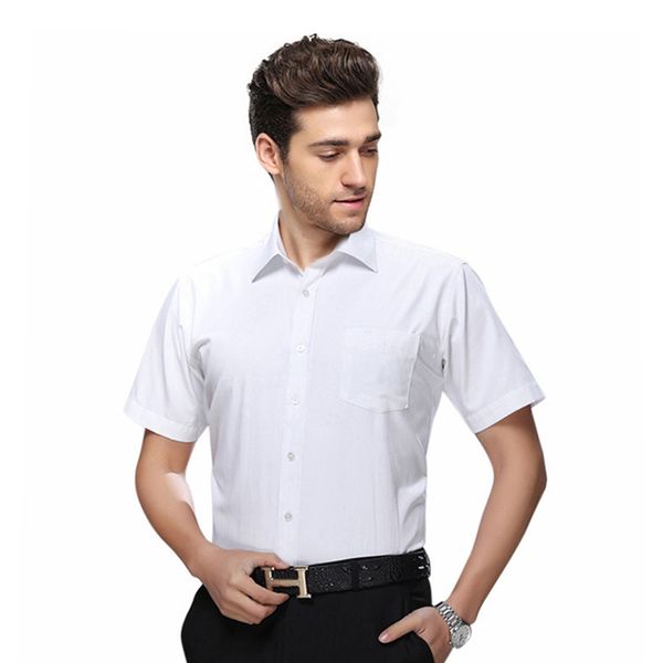 

men short sleeve shirt 2019 new spring autumn fashion v-neck solid buttons casual breatnable business shirt men comfortable, White;black