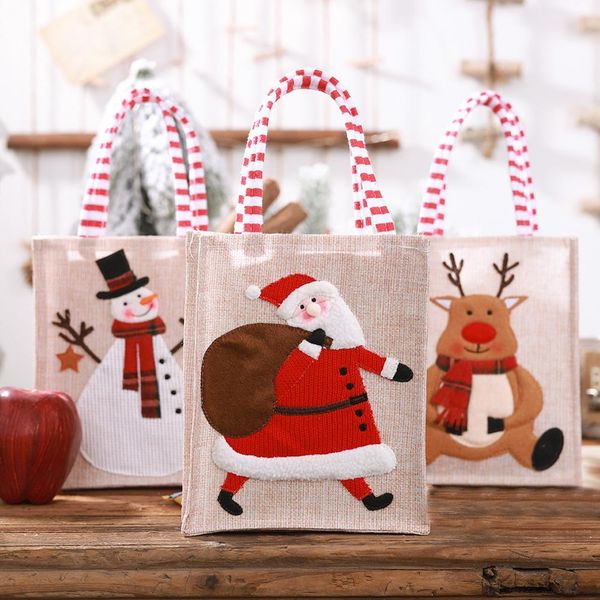 

3d embroidered tote bag gift bag new year merry christmas decorations for home christmas gift packaging bags handbag