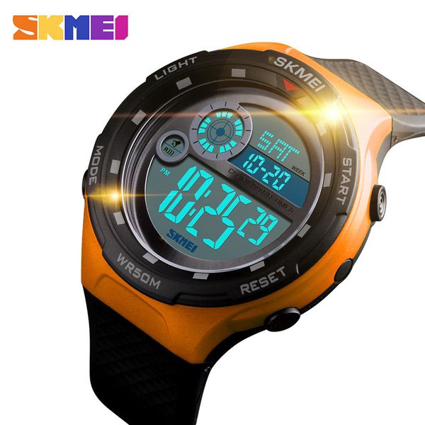 

skmei sport watches man digital watch fashion outdoor sport waterproof wristwatches alarm clock digital man watch masculino 1465, Slivery;brown