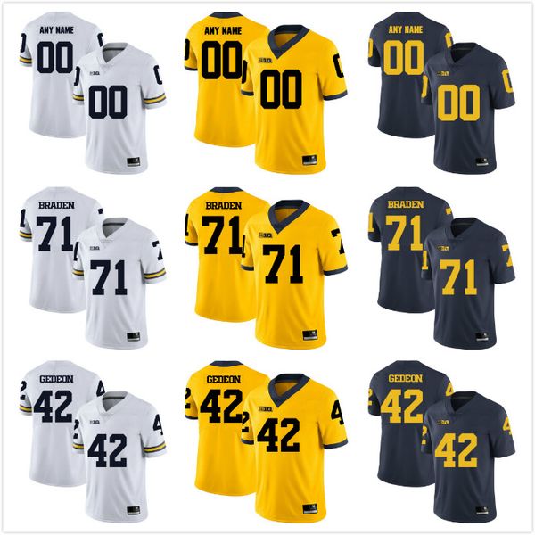 

custom mens youth women michigan wolverines 42 ben gedeon 80 alan branch any name any number personalized ncaa college football jerseys, Black