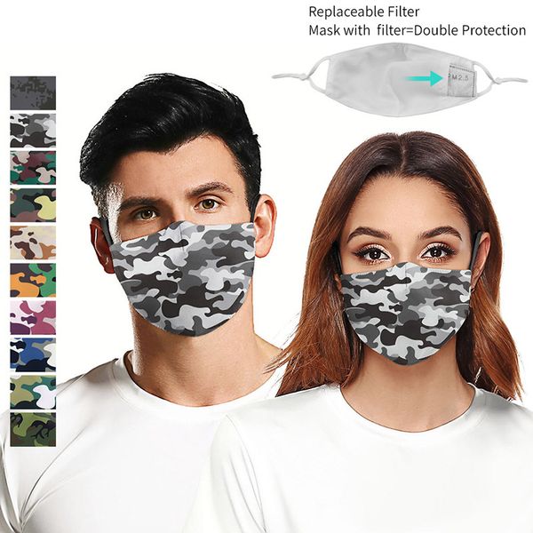 

fashion camouflage face masks spring summer outdoor dust-proof suncreen breathable washable face mask reusable