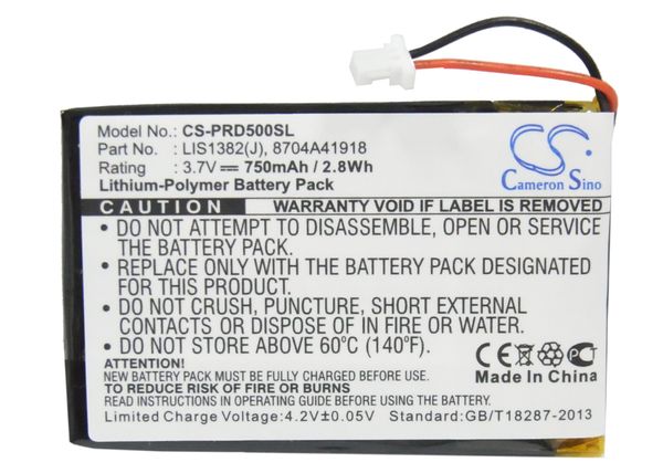 

cameron sino 750mah battery lis1382(j) for sony portable reader prs-500, prs-505,prs-700bc, if prs-505, please check the version
